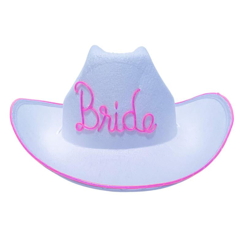 Light up Bride Cowboy Hat with El Wire on Brim