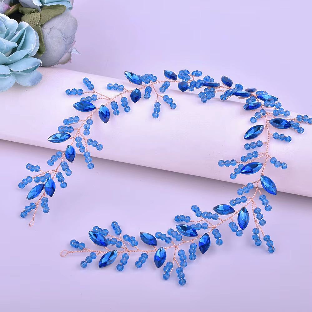 A274 Elegant Handmade Bridal Headband - Extra Long Rhinestone and Crystal Tiara for Weddings and Special Occasions