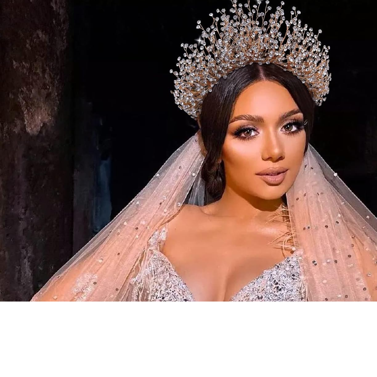 Exquisite Gold Bridal Crystal Tiara Crown Set with Necklace and Earrings - Perfect for Weddings and Special Occasions