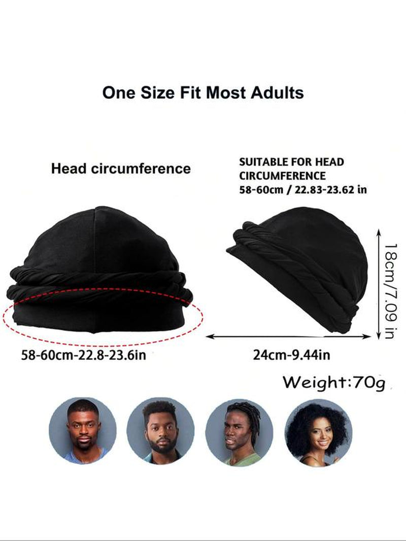 Solid Color Hip Hop Satin Turban Hat, Casual White Soft Comfortable Sleeping Bonnet, Fashionable Hat for Women & Men for Daily Wear, Hair Cap