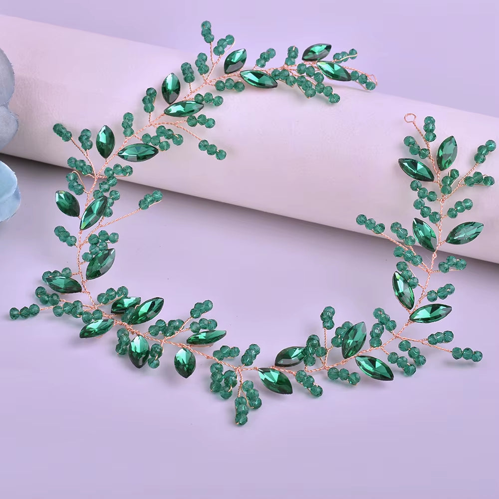 A274 Elegant Handmade Bridal Headband - Extra Long Rhinestone and Crystal Tiara for Weddings and Special Occasions