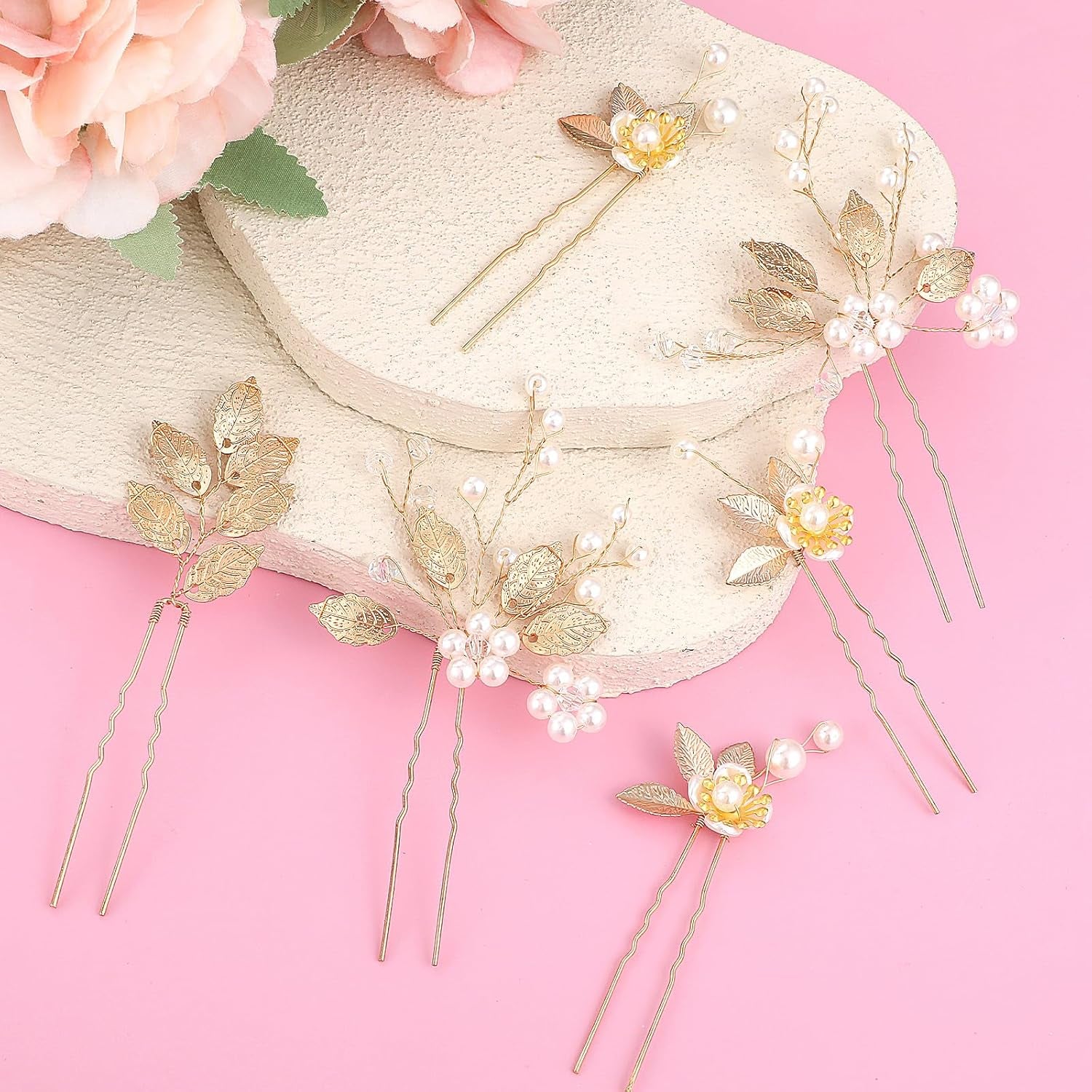 Elevate Your Elegance with Our 12-Piece Gold Leaf and Crystal Pearl Bridal Hair Pin Set - Perfect for Weddings, Proms, and Special Occasions!