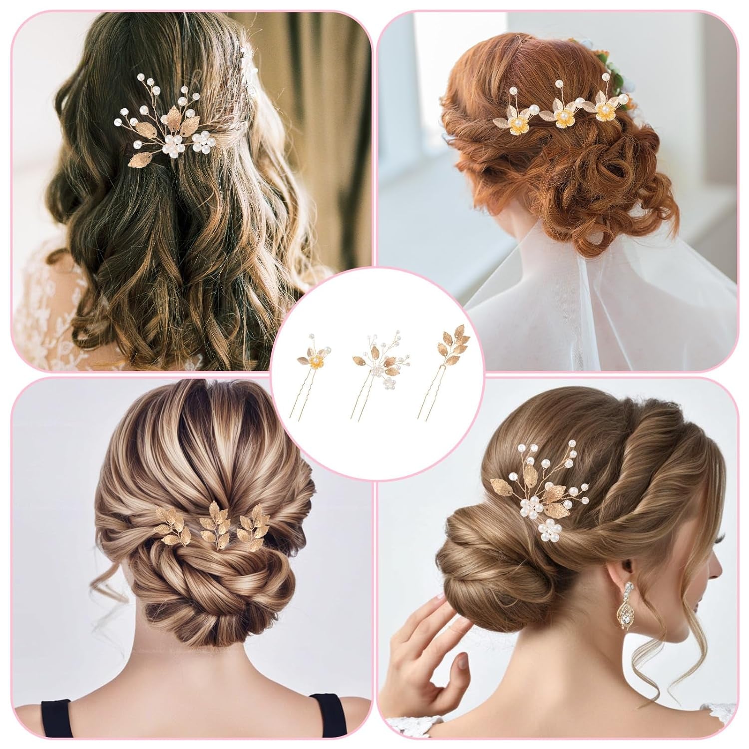 Elevate Your Elegance with Our 12-Piece Gold Leaf and Crystal Pearl Bridal Hair Pin Set - Perfect for Weddings, Proms, and Special Occasions!