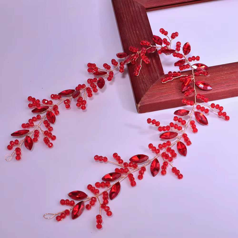 A274 Elegant Handmade Bridal Headband - Extra Long Rhinestone and Crystal Tiara for Weddings and Special Occasions