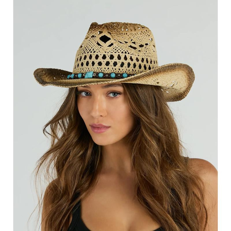 Yippee-Ki-Yay, Fashionista: The Cowgirl's Rainbow Rockin' Straw Hat for All Your Wild Shenanigans!