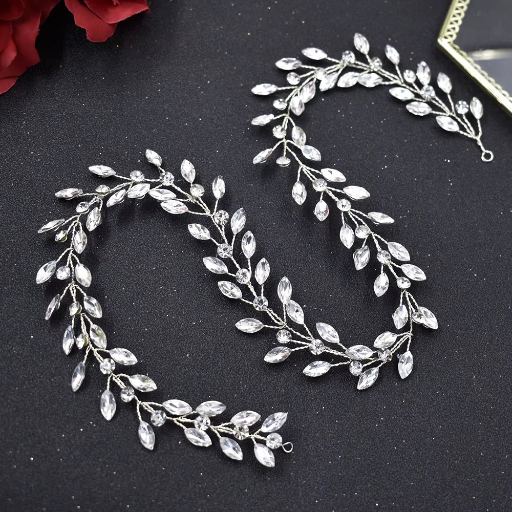 A274 Elegant Handmade Bridal Headband - Extra Long Rhinestone and Crystal Tiara for Weddings and Special Occasions