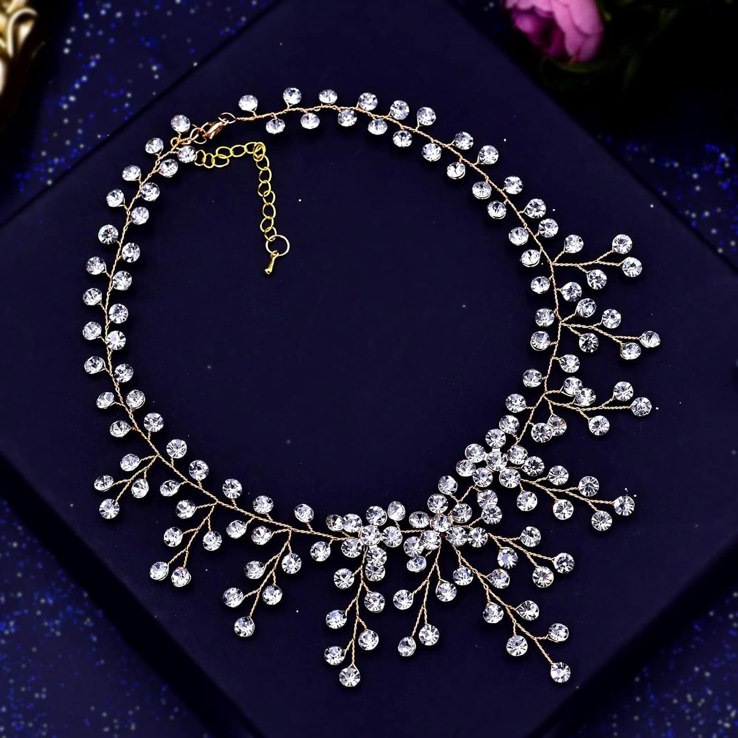 Exquisite Gold Bridal Crystal Tiara Crown Set with Necklace and Earrings - Perfect for Weddings and Special Occasions