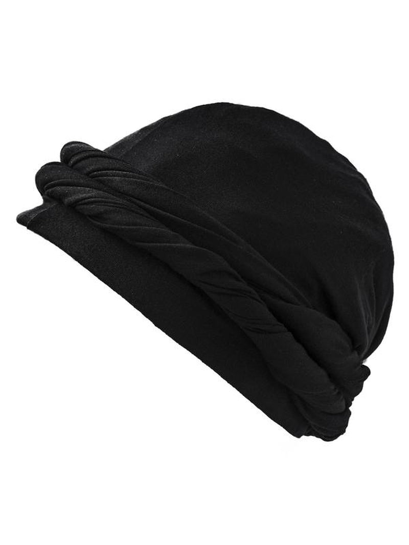 Solid Color Hip Hop Satin Turban Hat, Casual White Soft Comfortable Sleeping Bonnet, Fashionable Hat for Women & Men for Daily Wear, Hair Cap